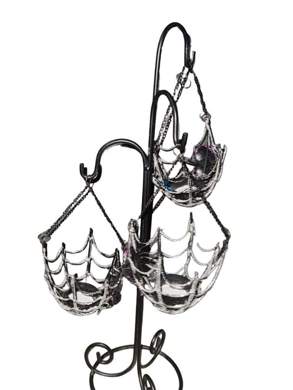 Pier 1 Glitter Spider Web Candle Votive Holder Metal Sparkle